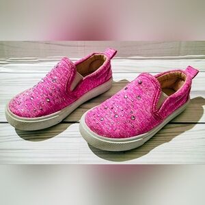 Sparkly Pink Kids Slip-On Shoes Size 5